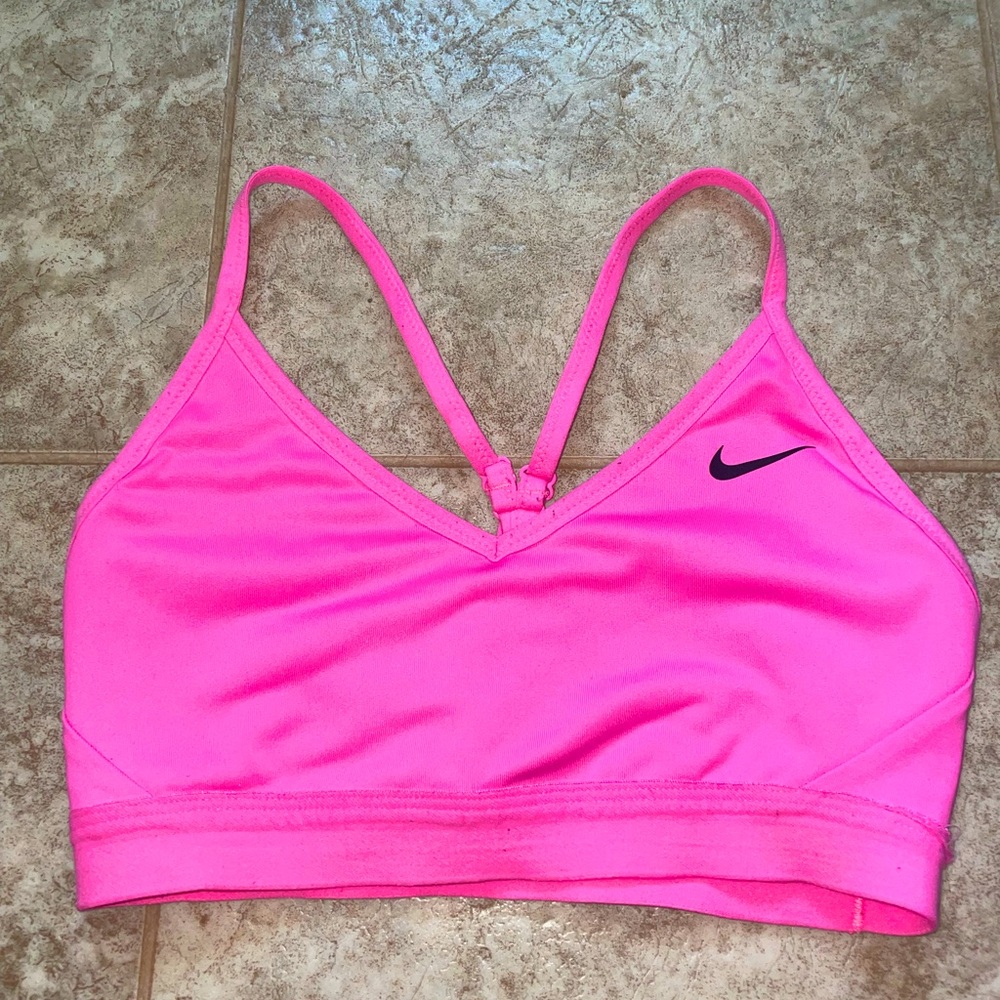 Pink Nike sports bra